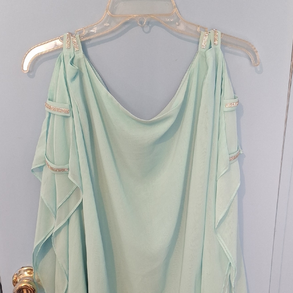 JM Collection Aqua Blue Top